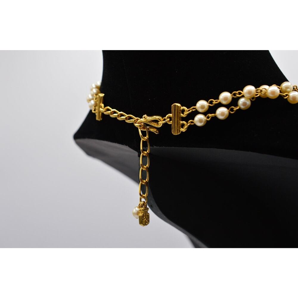 Liz Claiborne Vintage Collar Necklace Multi-Chain Pearl Gold Chain Signed BinY - Picture 11 of 12